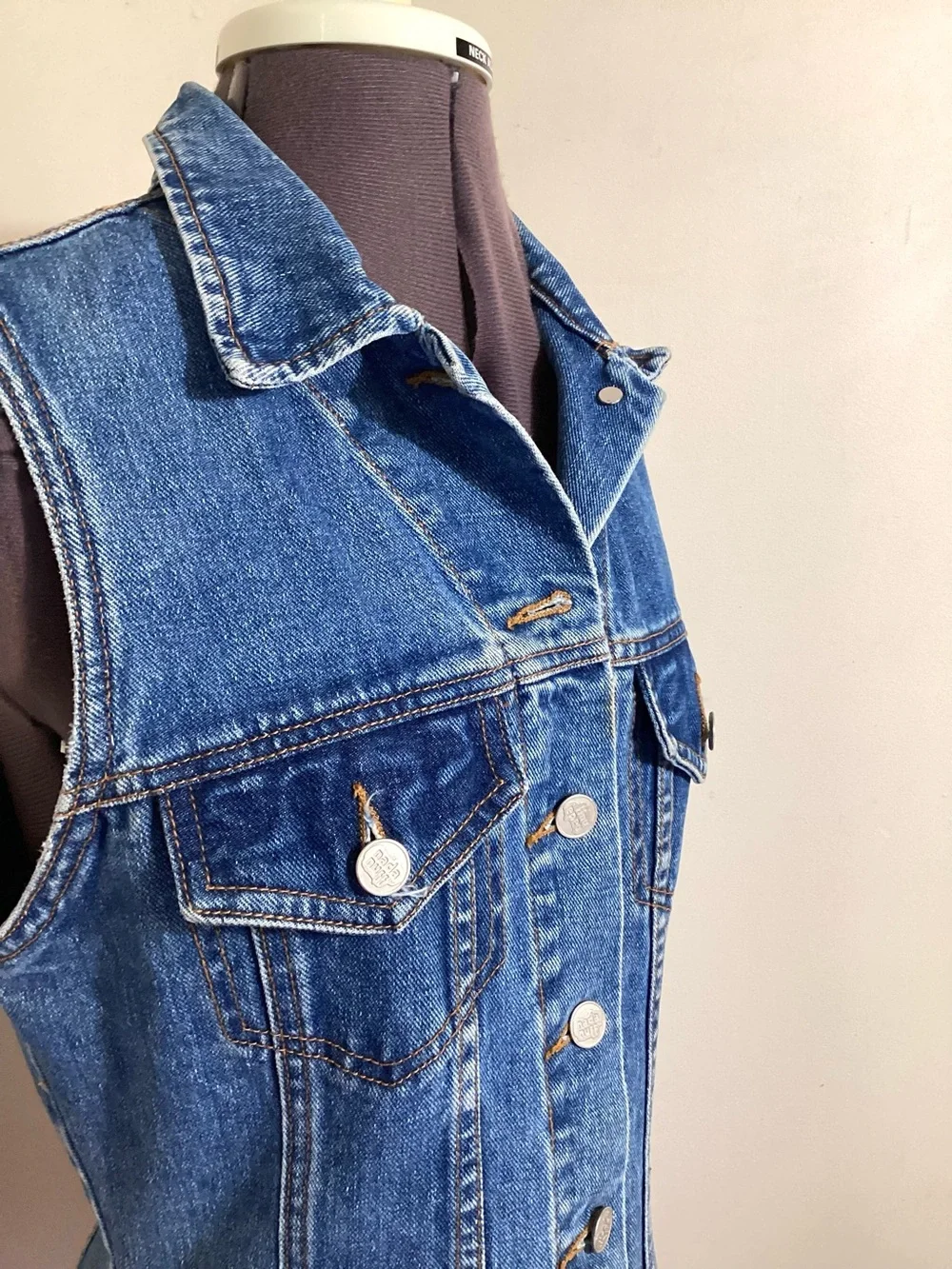 Nada Nuff Vtg Button Up Jean Denim Mini Dress Jrs M - Picture 7 of 15